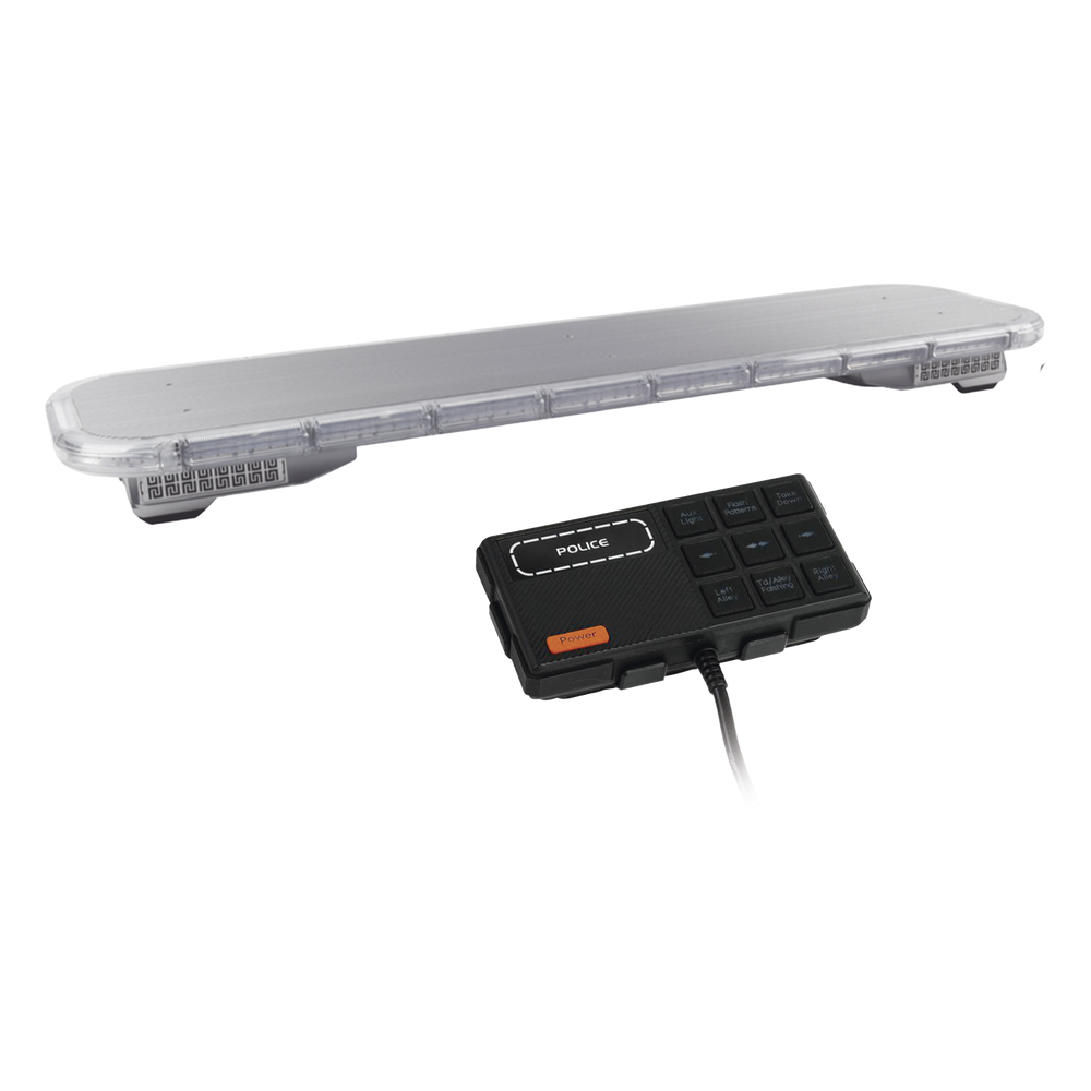 Barra de luces LED de 46" Rojo/Azul , De 132 LEDs, Sirena, Bocina y Controlador Incluido, Ideal para Equipar Unidades de Seguridad Publica