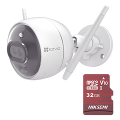 Kit de Camara WiFi y Memoria Micro SD / Incluye 1 Pieza C3X y 1 Memoria MicroSD 32GB / Audio de Dos Vías / Colores en Oscuridad / Detección Humana y de Vehículo