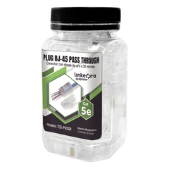 Bote con 50 Plugs Pass through RJ45 Cat5e sin blindaje, con alivio de tensión incluido, chapado de oro a 30 micras para durabilidad extrema