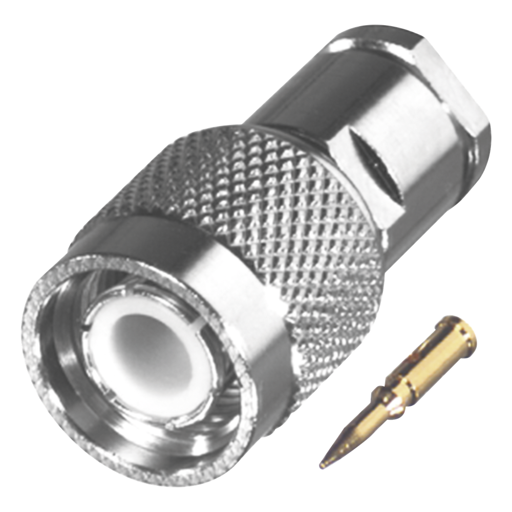 Conector TNC Macho Especial de Rosca, Sin Herrajes para Cables RG-58/U, Níquel // Delrin.
