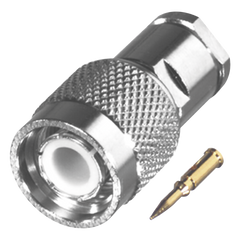 Conector TNC Macho Especial de Rosca, Sin Herrajes para Cables RG-58/U, Níquel // Delrin.