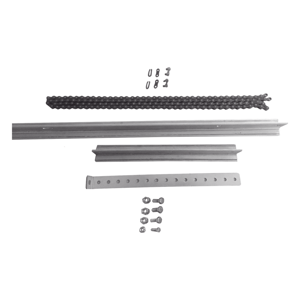 Extensión de Riel Tipo T para Portones / 1 Metro / Cadena de Alta Resistencia 2 mts / Conector Modular para Múltiples Secciones / Compatible con ACCESSRAILT3 / Bracket y Tornillería Incluidos