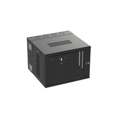 Gabinete PanZone de Montaje en Pared, de 19in, Puerta con Ventana de Seguridad, 9 UR, 635mm de Profundidad, Color Negro
