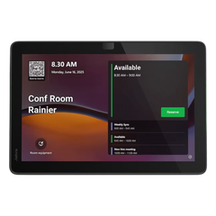 Panel de Programación de Salas / Pantalla Táctil 10.1" / Resolución 1920x1200 / Android 13 / PoE IEEE 802.3af / Wi-Fi 802.11ac / Bluetooth 5.2 / Certificado Microsoft Teams y Zoom Rooms / Barras LED de Disponibilidad / Montaje Fl