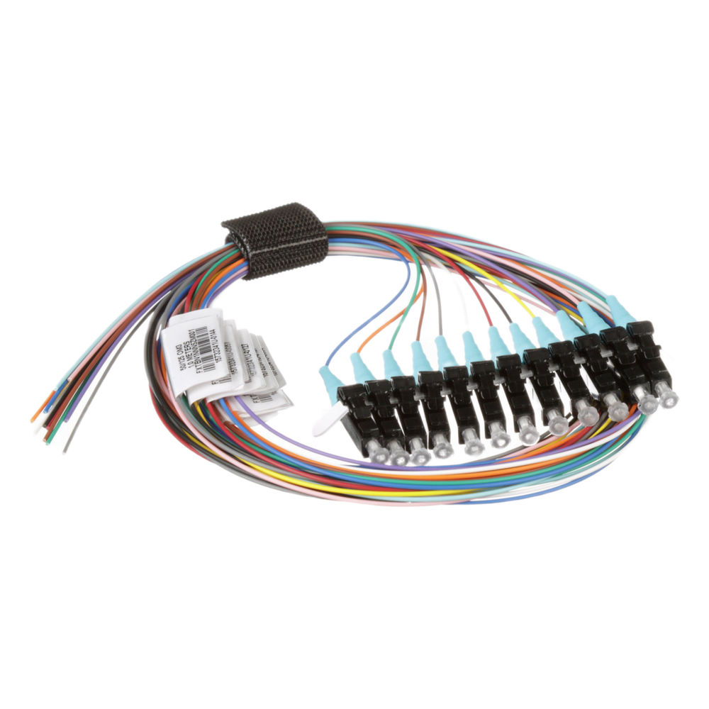 Kit de 12 Pigtails con Conector LC, Multimodo 50/125 OM4, 900um, de 1 Metro (3.28 Pies)