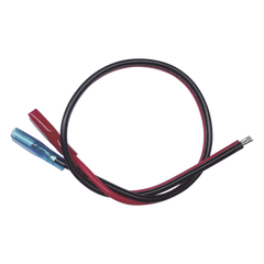 Cables en Paquete Dual / Cable Rojo y Negro / 30 cm (11.81 Pulgadas) / Terminal F1 en un Extremo / Puntas Libres en el Otro / Conexión a Baterías de Respaldo