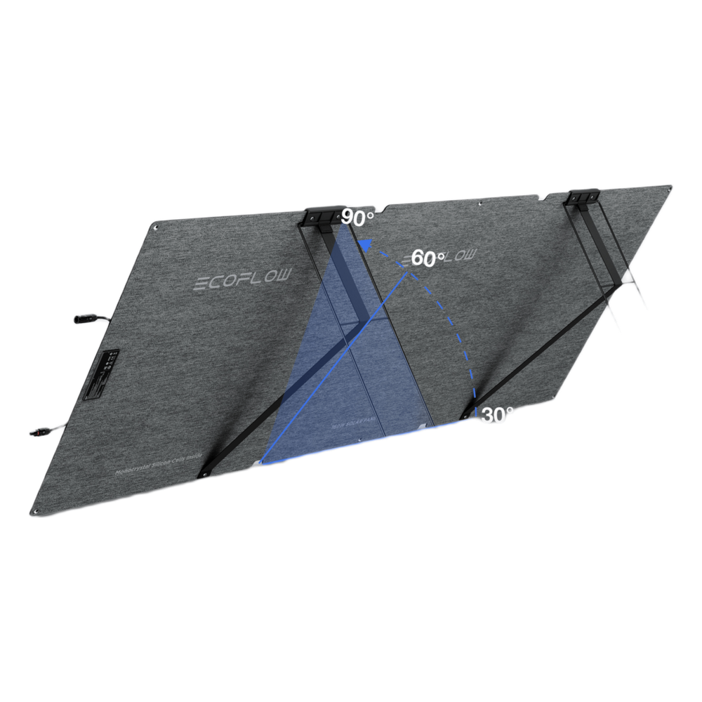 Módulo Solar Bifacial, Portátil y Flexible de 160W Recomendado para Estaciones Portátiles EcoFlow / Ajuste de Ángulo / Carga Eficiente / Incluye Cable XT60 a MC4