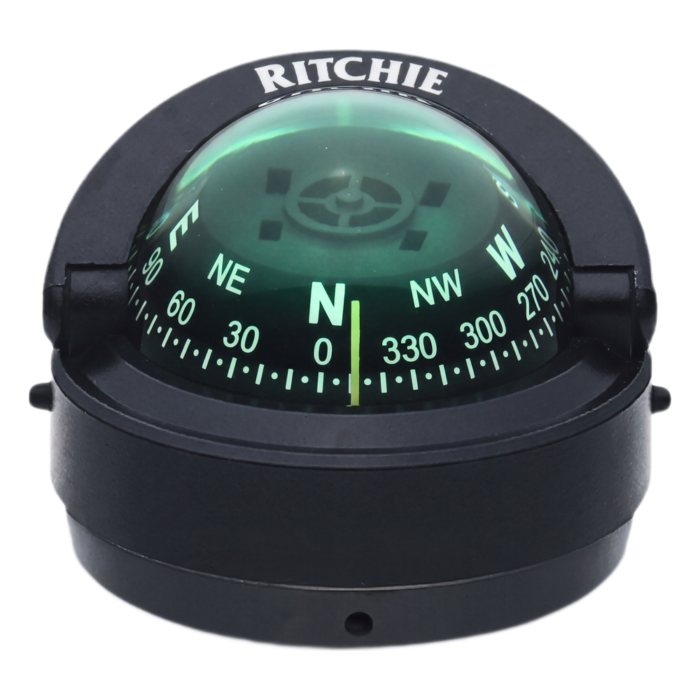 Brújula de Navegación Marítima Ritchie S-53 / Montaje en Bracket / Dial 2 3/4" (70 mm) / Iluminación Nocturna Verde / DirectiveForce Magnets / Construcción Compuesta Alta Temperatura / 100% Reparable