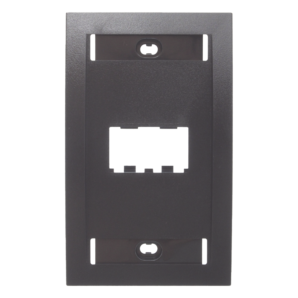 Placa de Pared Vertical Ejecutiva, Salida de 2 Puertos Mini-Com, Con Espacios Para Etiquetas, Color Negro