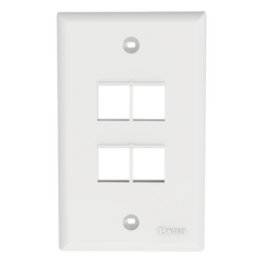 Placa de Pared Vertical, Salida Para 4 Puertos Keystone, Color Blanco