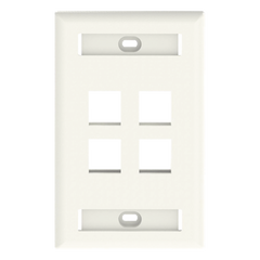 Placa de Pared Vertical, Salida Para 4 Puertos Keystone, Con Espacios Para Etiquetas, Color Blanco Mate