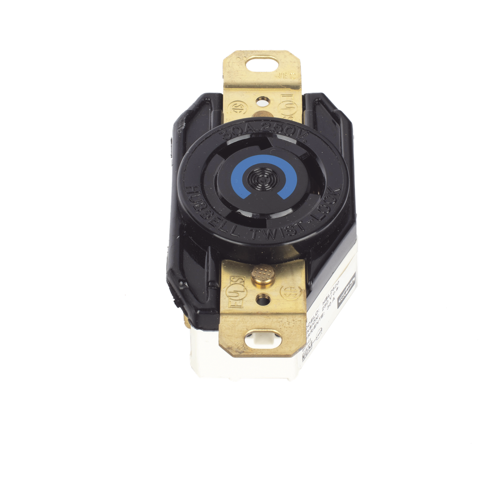 Receptáculo de Media Vuelta Industrial 30 A 250 V CA 2 Polos 3 Hilos (Nema L6-30R) Color Negro.