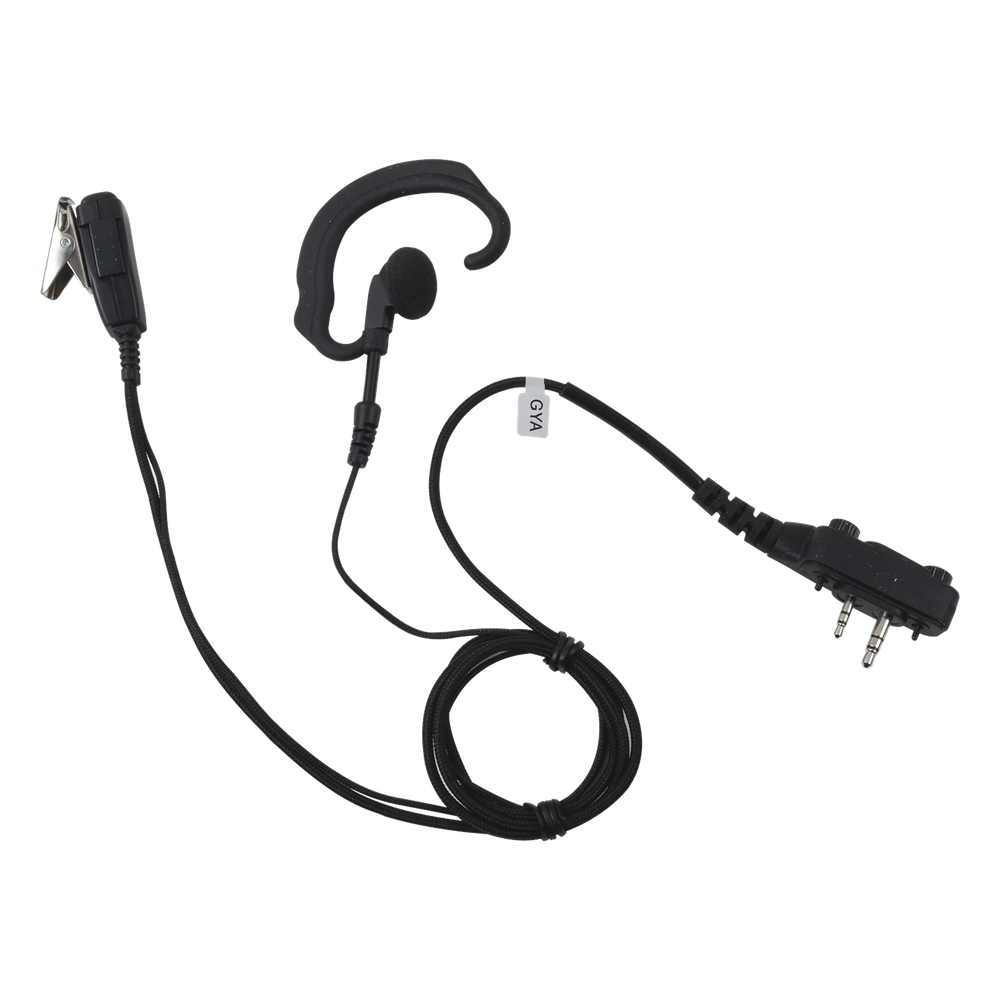 Micrófono de solapa con gancho suave para la oreja y fibra trenzada para puerto de accesorios Icom de 2 pines con tornillos