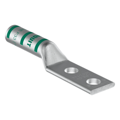 Zapata de compresión LCC2-14A-Q para cal. 2 Awg, Doble barreno para tornillo prisionero de 1/4, Espaciado de orificio 16 mm, 1 Pz