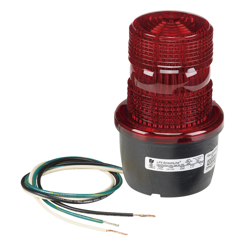 Luz de advertencia LED serie Streamline, 120 Vca, montaje en tubo, rojo