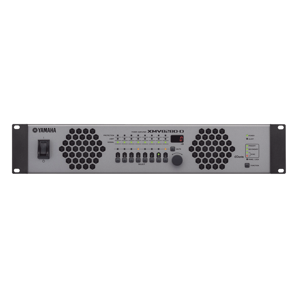 Amplificador de Audio Multicanal con Conexión Análoga / DANTE | 8 Canales, 280W | 8 OHMS | 70/100V