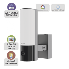 Cámara IP 4 Megapíxel / Wi-Fi / Lampara Integrada / Audio de dos vías / Imágen Nocturna a Color / Detección Humana / Audios Personalizables  / Uso Exterior con Protección