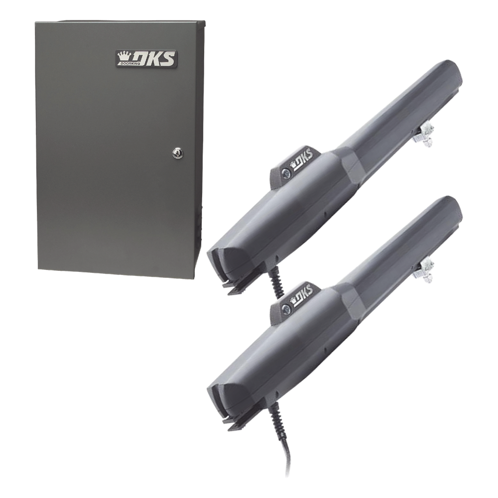 Kit de Operadores Abatibles 6006 de Doorking / Para Puertas de Hasta 5.5 Metros  / Soporta Respaldo de Baterias