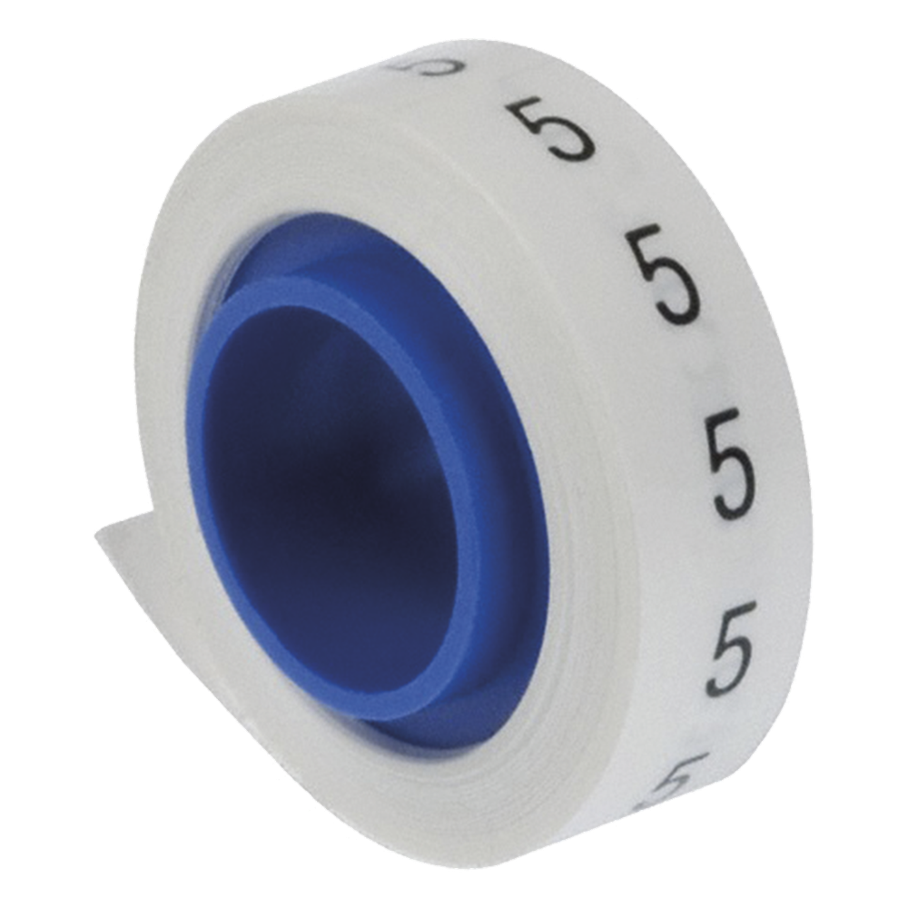 Rollo de Etiquetas Marcadoras, Pre-Impresos con el Número 5, de 2.4 Metros (7.87 Pies), Color Blanco