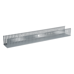 Canaleta Ranurada de PVC con Tapa, Tipo F, 82.6 mm de Ancho, 79.2 mm de Alto y 2 m de Largo, Color Gris
