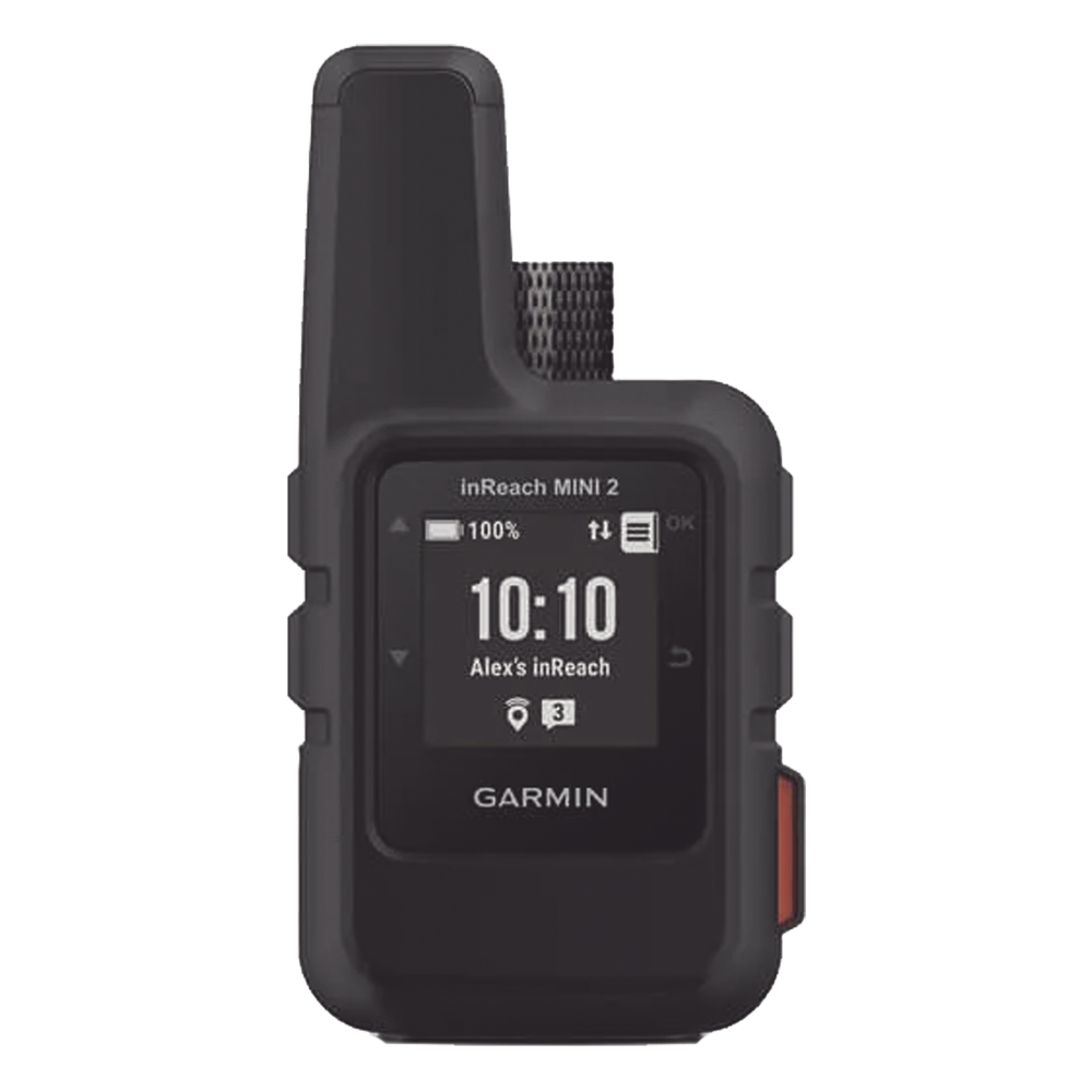 GPS portátil inReach® Mini 2 / Pantalla Monocroma Transflectiva 23 x 23 mm / Resolución 176 x 176 píxeles / Batería Recargable de Iones de Litio / Autonomía Hasta 14 Días / Resistencia al Agua IPX7 / Conectivi