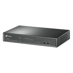 Switch PoE No Administrable de Escritorio / 8 puertos 10/100 Mbps / 4 puertos PoE af / Presupuesto 41 W / Modo extensor PoE hasta 250 metros / Calidad video prioritaria