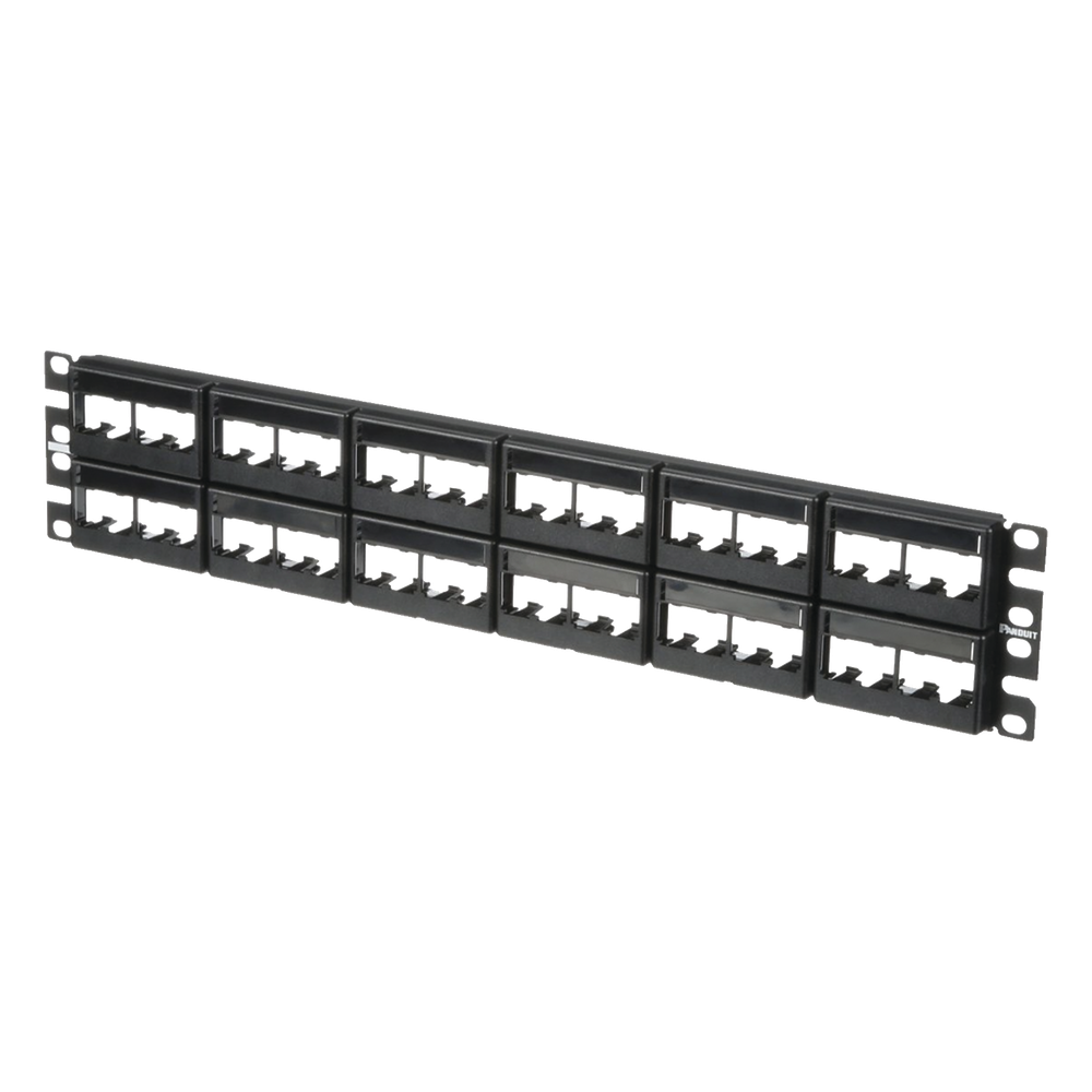 Panel de Parcheo Modular Mini-Com (Sin Conectores), Plano, Sin Blindaje, Con Etiqueta y Cubierta, de 48 Puertos, 2UR