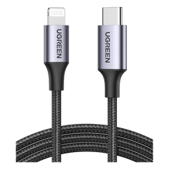 Cable USB-C a Lightning | 2 Metros (6.56 Pies) | Certificado MFi | Carga Rápida 60W | 480 Mbps | Conector C94 | Adecuado para iPhone, iPad y iPod | Protección Integrada | Caja de Aluminio | Nylon Trenzado | Color Negro