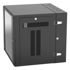 Gabinete PanZone de Montaje en Pared, de 19in, Puerta con Ventana de Seguridad, 12 UR, 635mm de Profundidad, Color Negro