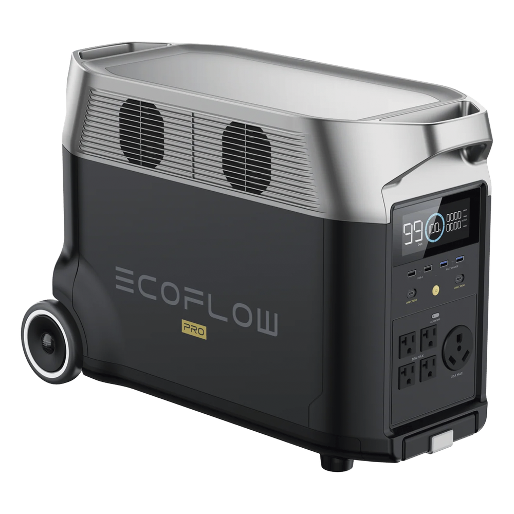 Estación de Energía Portátil DELTA PRO 3600Wh Litio LFP / 5 AC 3600W (7200W Pico) / 2 USB-C 200W / Capacidad para Aumentar Respaldo / Cargador de Coche 10A a 12.6V / Conectividad WiFi y Bluetooth (App) / Carga Solar 1600W Max.