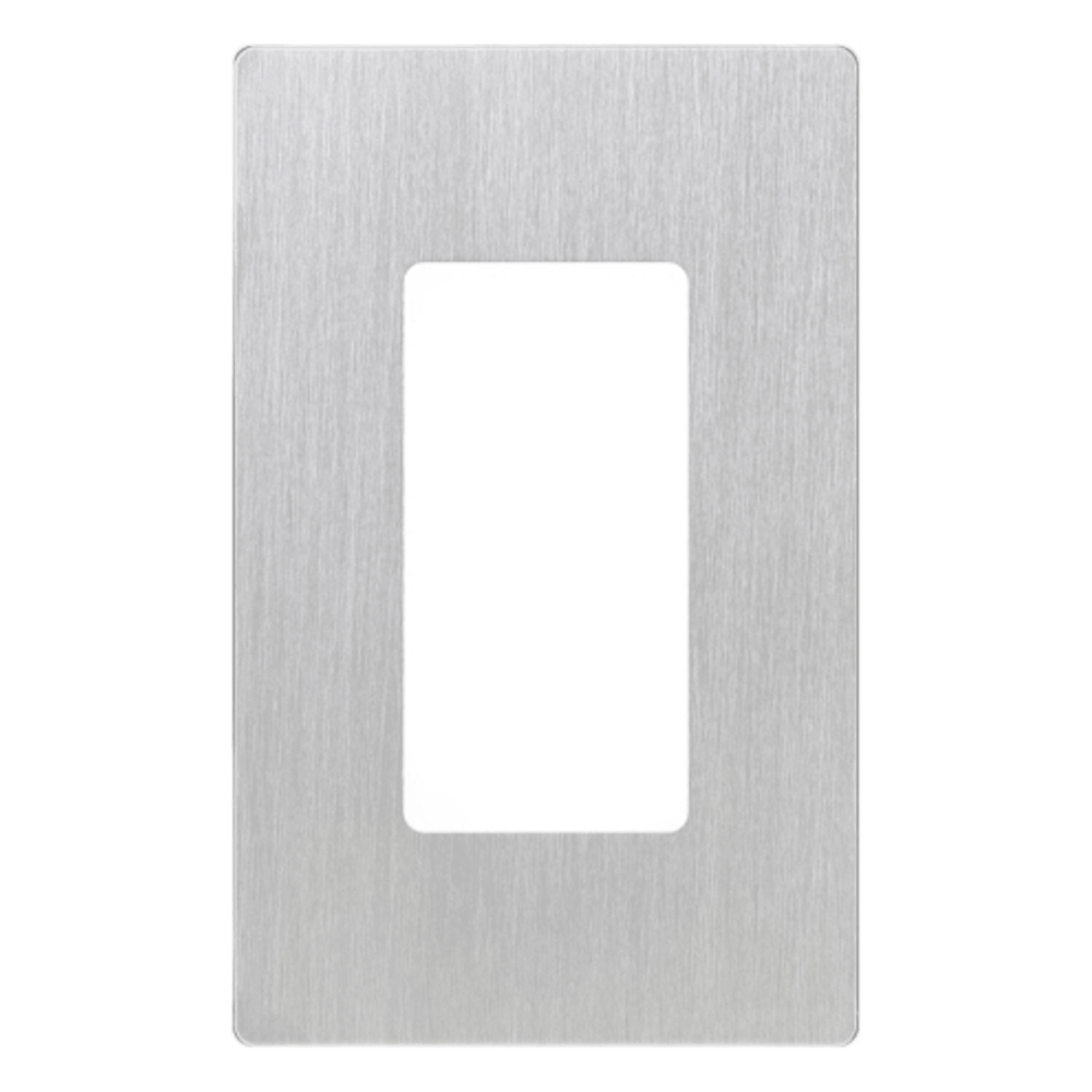 Placa de pared Claro de 1 espacio sin tornillos visibles, acabado en acero inoxidable, para atenuadores y controles Lutron Maestro, Diva, Skylark y control Pico