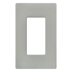 Placa de pared Claro de 1 espacio sin tornillos visibles, para atenuadores, apagadores y controles Lutron con apertura tipo Designer, acabado brillante color gris