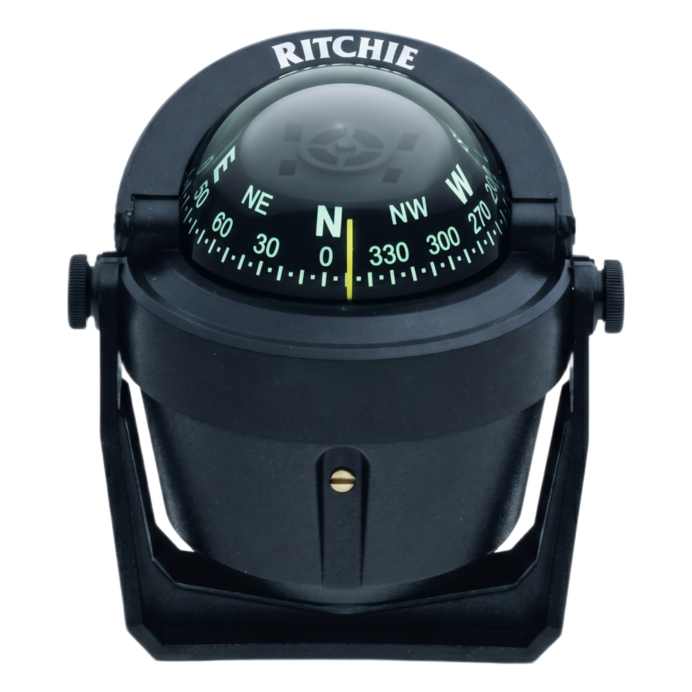 Brújula de Navegación Marítima Serie Explorer / Montaje en Bracket / Color Negro / 2 3/4" (70 mm) Direct Reading Dial / Iluminación Nocturna Verde Interna / Compensadores Integrados / Movimiento de Agujas con Rubí Z