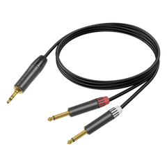 Cable de Audio | Plug 3.5mm estéreo a 2 Plugs 1/4 in mono | Conector Seetronic Serie M MTP3C-BG - MP2X-BG | Longitud 5m