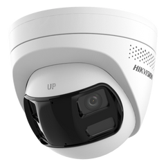 [PROTECCIÓN ACTIVA] Turret IP 6Megapixel / 2 Lentes de 2.8 mm (Imagen Panorámica 180°) / 30 mts IR / Exterior IP67 / Luz Intermitente y Alerta de Audio / Audio Bidireccional / ACUSENSE / WDR 120 dB / Micro SD