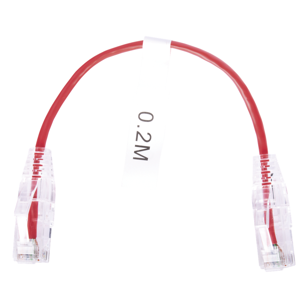 Cable de Parcheo Slim UTP Cat6 - 20 cm (7.87 Pulgadas) Rojo Diámetro Reducido (28 AWG)