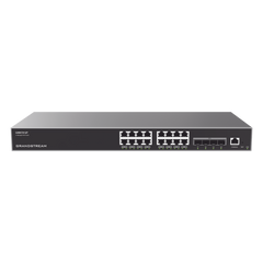 Switch Capa 3 PoE+ Administrable / 16 puertos 10/100/1000 Mbps + 4 Puertos SFP+ de 10 Gigabits / Hasta 240W / Compatible con GWN Cloud.