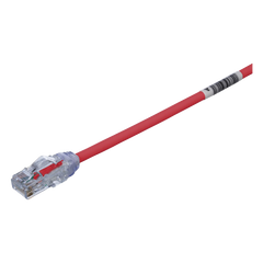 Cable de Parcheo UTP Cat6A, CM/LSZH, Diámetro Reducido (28AWG), Color Rojo, 0.3 Metros (1 Pie)