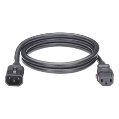 Cable de Alimentación Eléctrica Con Bloqueo de Seguridad, de IEC C14 a IEC C13, 1.8 Metros de Largo, Color Negro, 1 Pieza