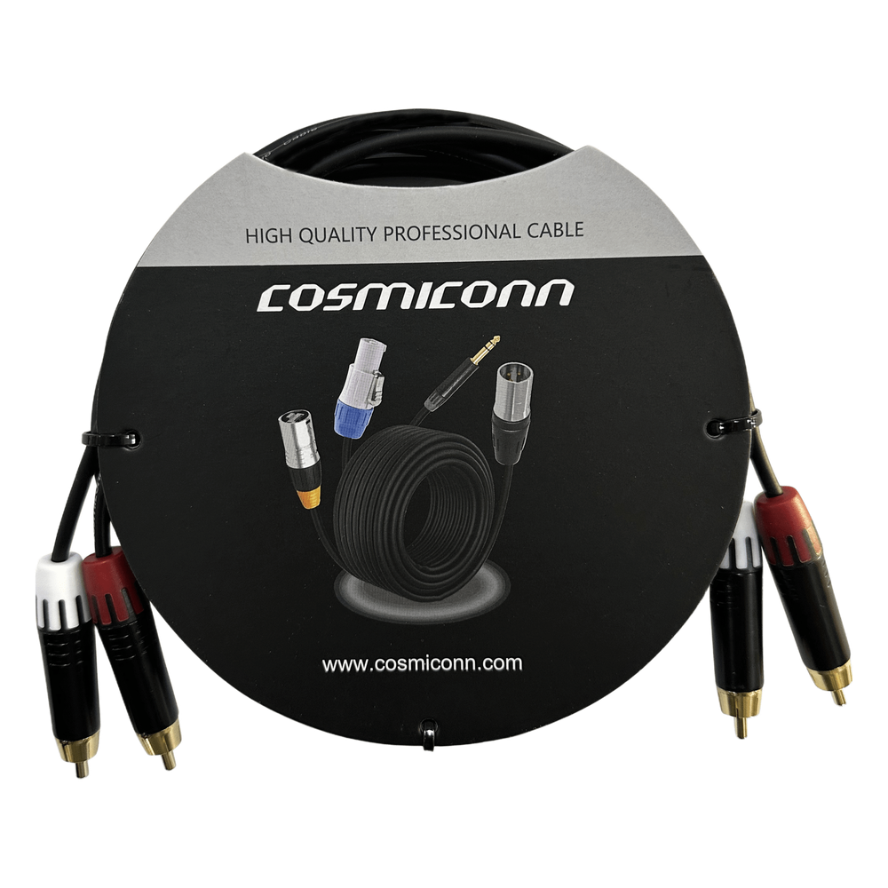 Cable 2 RCA x 2 RCA, conectores negros, con diferenciador de blanco y rojo (2x MT380-RD - 2x MT380-WH), length 2m