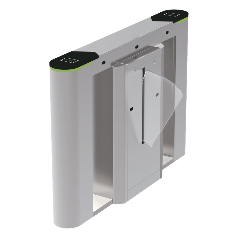 Unidad central para puerta de cortesía tipo FLAP bidireccional / 30 personas por minuto / Acabado de Lujo / Apertura en 1 segundo / Acero inoxidable / Indicadores LED / Alarma por acceso denegado