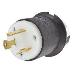 Clavija Industrial con Bloqueo de Media Vuelta / 30 A 125 V CA / 2 Polos 3 Hilos / Color Blanco y Negro / Nema L5-30P.