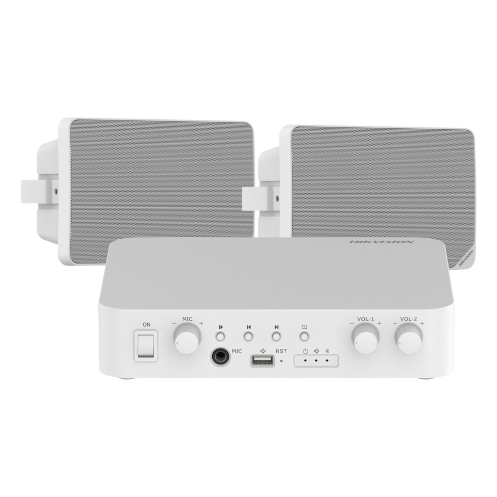 Kit de amplificador compatible con Spotify | Bluetooth | 2 altavoces para pared | sistema 100v | 2 canales con control de volumen independiente | música ambiental