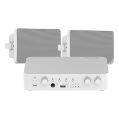 Kit de amplificador compatible con Spotify | Bluetooth | 2 altavoces para pared | sistema 100v | 2 canales con control de volumen independiente | música ambiental