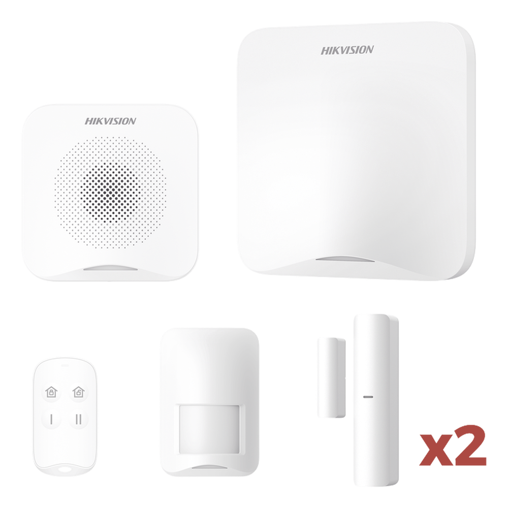 (AX HOME) KIT de Alarma AX HOME / Incluye: 1 Hub con batería de respaldo / 1 Llavero / 1 PIR / 2 Contactos Magnéticos / 1 Sirena / Wi-Fi / Compatible con Hik-Connect P2P y Hik-Partner PRO