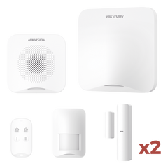 (AX HOME) KIT de Alarma AX HOME / Incluye: 1 Hub con batería de respaldo / 1 Llavero / 1 PIR / 2 Contactos Magnéticos / 1 Sirena / Wi-Fi / Compatible con Hik-Connect P2P y Hik-Partner PRO