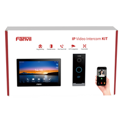 Kit Videoportero IP / Estación Interior i504W + Frente de Calle i60 / Pantalla Táctil 7" HD / Videollamadas H.264/H.265 / Wi-Fi Dual Band / PoE / App Fanvil Link / ONVIF / 10,000 Tarjetas RFID