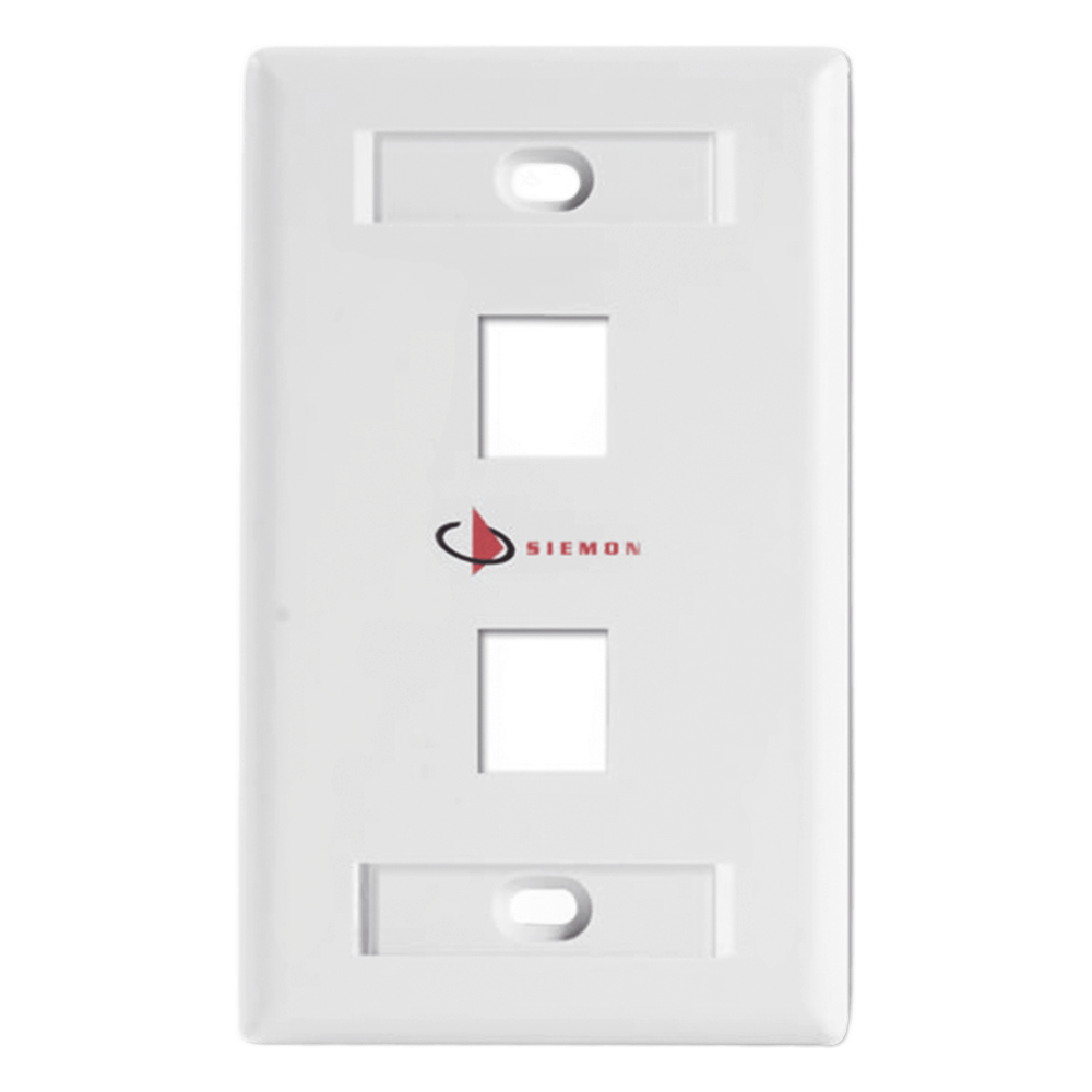 Placa de Pared Keystone de 2 Salidas, Color Blanco, para Jacks Keystone Z-MAX y MAX