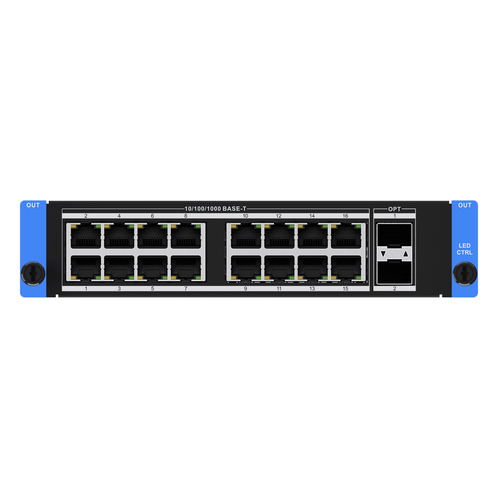 Tarjeta de Salida LED 16 Puertos Ethernet + 2 SFP+ 10G / 4K HDR10 / 10.4 MP / 16 Capas / Compatible Serie C66S