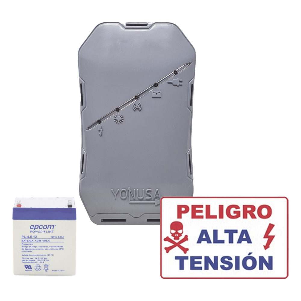 KIT deEnergizador 12,000Volts - .5 Joules / 500 Mts Lineales de Protección / Cercas Electrificadas / Llavero Incluido